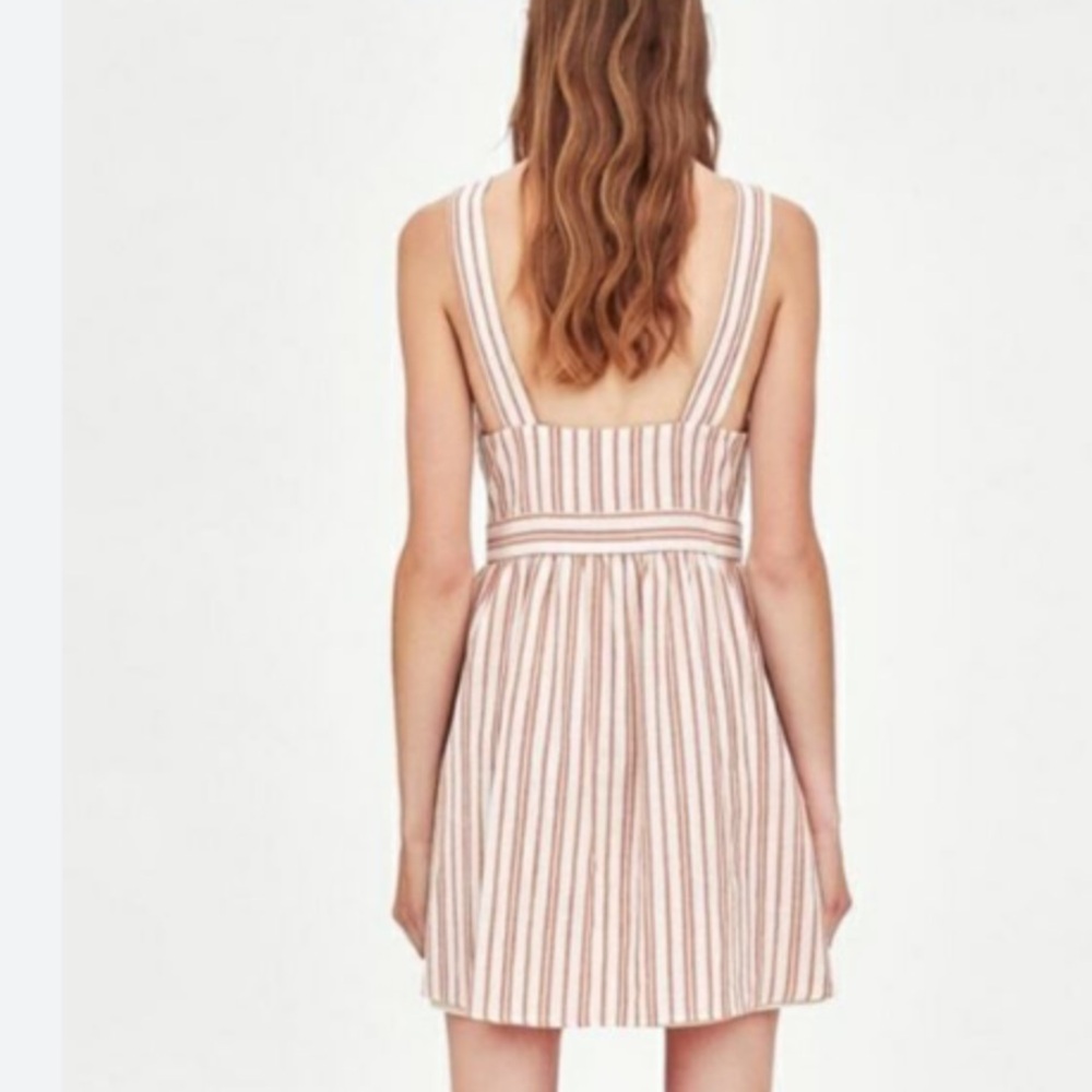 Zara TRF Collection Stripe Jumper Dress Linen medium Women flaws see pics - Picture 2 of 8